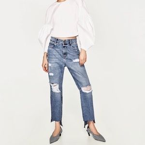 Zara TRF Denim High Waist Denim Jeans Size 0